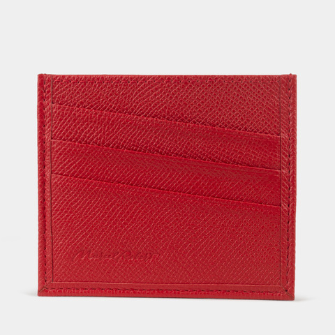 Картхолдер ручной работы из кожи сафьяно, красного цвета