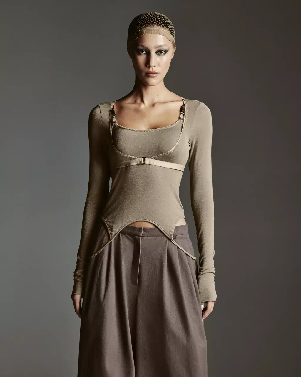 Топ вторая кожа М, Серо-Бежевый