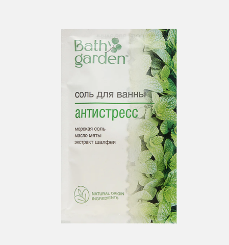 Соль для ванны Антистресс Морская соль, шалфей, мята,100г BATH GARDEN