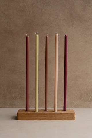 Подсвечник для тонких свечей, дерево с металлическими вставками