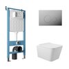 Aqueduto AQDS171 AQD комплект: TECNICA Novo Система инсталляции для подвесного унитаза, CIRCULO Novo Панель смыва, хром, MACIO Унитаз подвесной 520*370 безободковый, сиденье с микролифтом, белый глянцевый