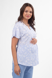 Блузка для беременных 16462 бело-голубой