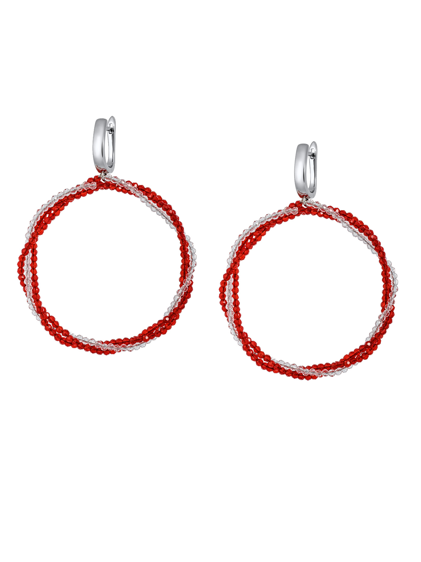 Круглые серьги кольца с гематитом и шпинелью