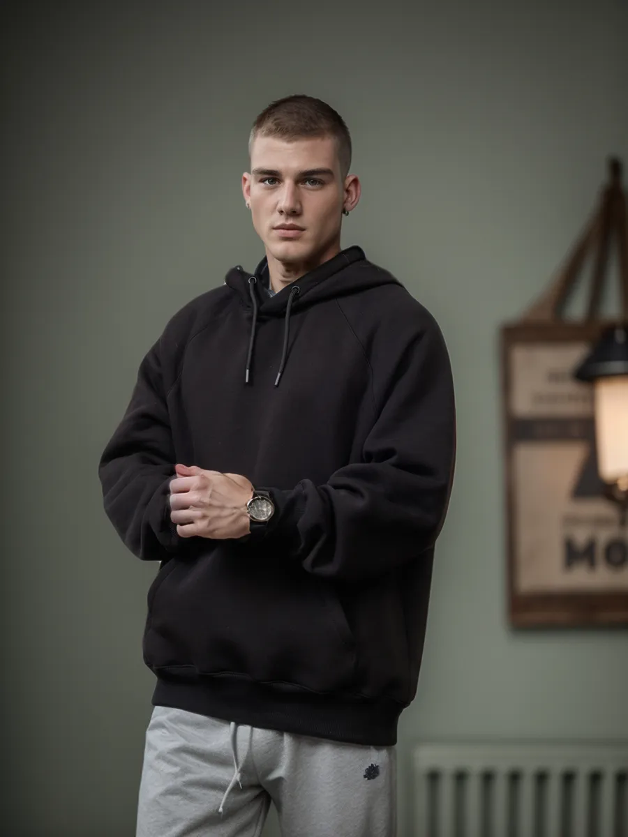 Худи с флисом оверсайз с капюшоном