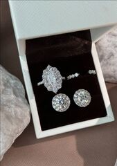 Кольцо GRAFF (двойное) из серебра с камнем маркиз бриллиантовой огранке