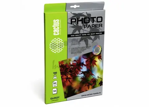 Фотобумага Cactus CS-GA418050 A4/180г/м2/50л./белый глянцевое для струйной печати