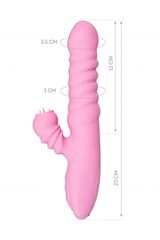 Розовый вибратор Lixy с возвратно-поступательным движением и нагревом - 23 см. - 