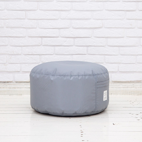 Круглый пуф плащёвка (светло-серый)
