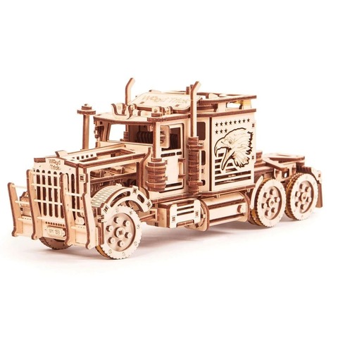 Тягач Big Rig с прицепом цистерны от Wood Trick - Деревянный конструктор, сборная механическая модель, 3D пазл