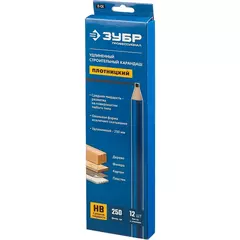 ЗУБР П-СК HB, 250 мм, удлиненный строительный карандаш плотника, Профессионал (06307) (12 штук)