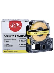 Кассета с лентой S'OK by Sakura Printing C53S654008 для Epson , черный на желтом, 12мм, 8м
