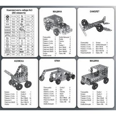 Конструктор металлический"Для уроков труда", №3, 292 элемента