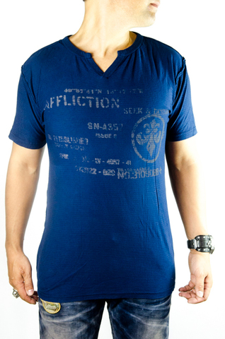 Affliction | Футболка мужская BLACK STORM V-NECK TEE A3177 перед