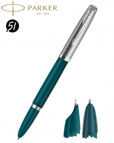 Ручка перьевая Parker 51 Core, Teal Blue CT, M (2123507)