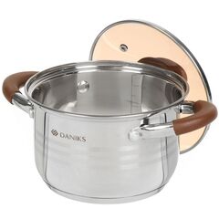 Кастрюля нерж, 2 л, крышка стекло, Daniks, Веллингтон, GS-01415-16CA, индукц