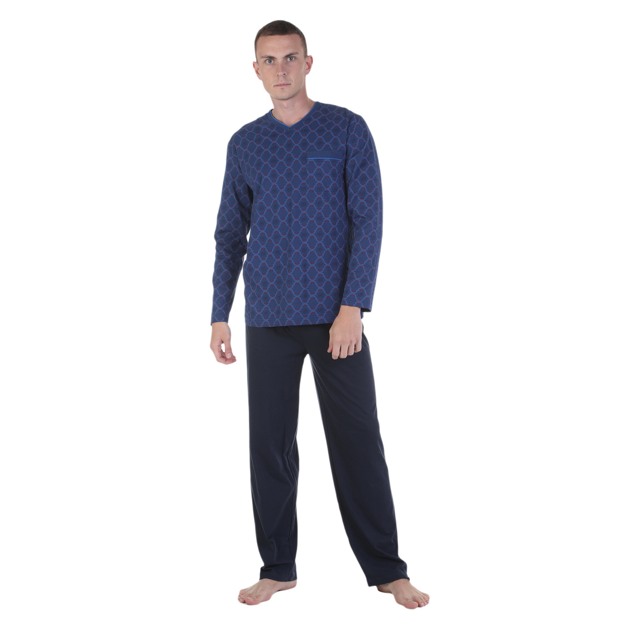 Мужская пижама темно-синяя с узором BUGATTI 056044/4008 635