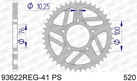 93622REG-41 PS звезда задняя (ведомая) алюминиевая, HARD, 520, AFAM