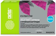 Струйный картридж Cactus CS-F6U17AE (HP 953XL) пурпурный увеличенной емкости для HP OfficeJet 7720 Pro, 7730 Pro, 7740 Pro, 8210 Pro, 8218 Pro, 8710 Pro, 8715 Pro, 8716 Pro, 8720 Pro, 8725 Pro, 8728 Pro, 8730 Pro, 8740 Pro (26 мл)