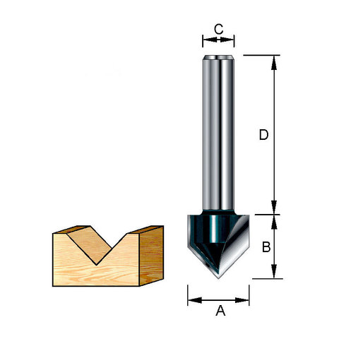 Фреза для V-образных пазов 19*32*16*6 мм; 90 ° (D-09597)