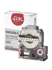 Кассета с лентой S'OK by Sakura Printing K4TRN для Epson , красный на прозрачном, 12мм, 8м