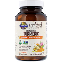 Garden of Life, MyKind Organics, куркума усиленного действия, поддержка реагирования на воспаления, 60 веганских таблеток