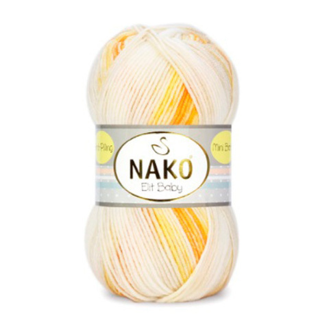 Пряжа Nako Elit Baby Mini Batik 32462 бело-желтый (уп.5 мотков)