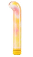 Желтый компактный вибратор из стекла Magic Cane - 12 см. - 