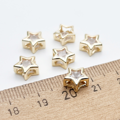 Бусина Звезда, цвет золото, фианит, размер 9*8,7 мм, цена за 1 шт