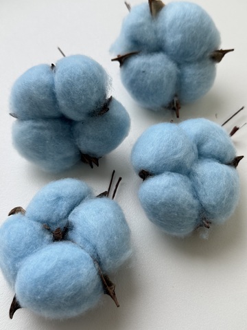 Хлопок Голубой с натуральными волокнами на проволке (цена за 1 шт)