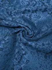 Ткань кружево на трикотажной основе люрекс, 230 гр/м2, 150 см, синий, под заказ