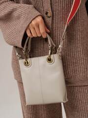 Сумка кожаная кросс-боди Deboro 30347 бежевая ваниль