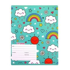 
          Тетрадь А5 12л., клетка, Канц-Эксмо, скрепка, обложка мелованный картон, глиттер,"Радужное настроение"