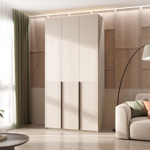 Шкаф Марвэл 3-х ств. (1200) с доп.ящиками (Кашемир, Дуб Крафт серый)