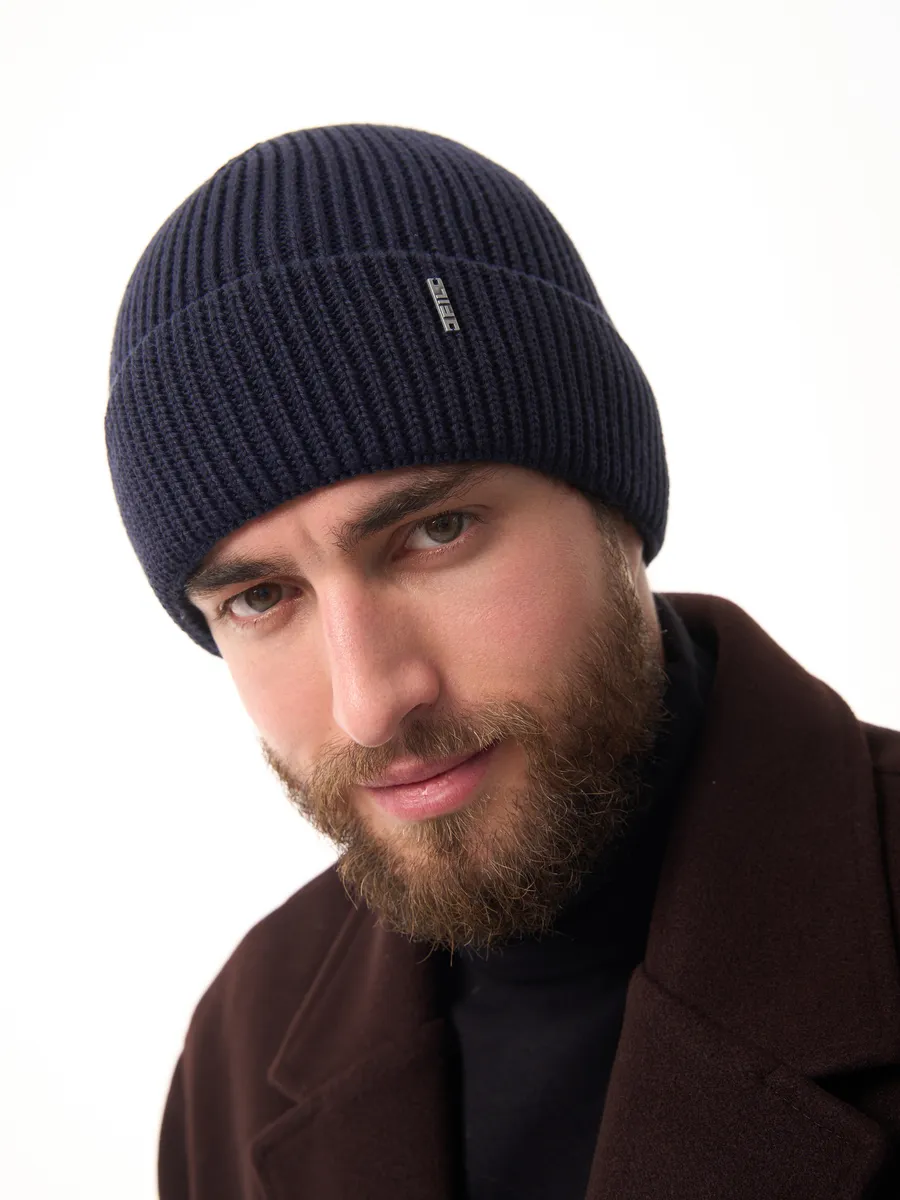 Шапка зимняя на флисе вязаная осень