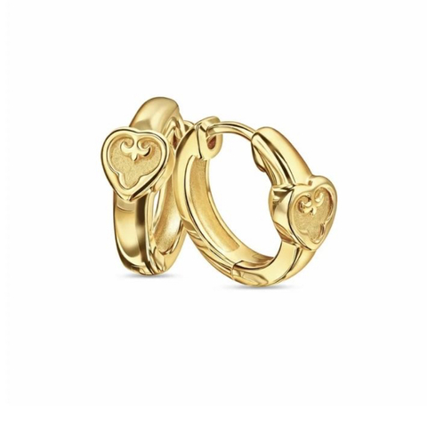 Серьги Конго Миниатюры Сердце Желтое Золото