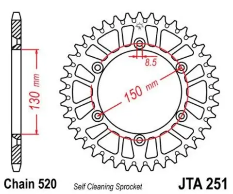 Звезда мотоциклетная JT JTA251.52BLK алюминиевая