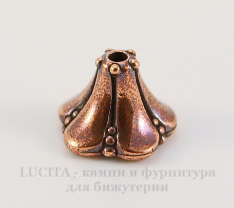 Шапочка для бусины TierraCast "Колокольчик" (цвет-античная медь) 12х9 мм