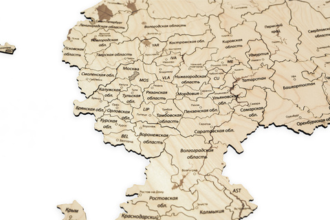 Пазл-карта России ДекорКоми из дерева - 59x31 см / Без магнитов