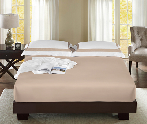 Простыня на резинке 160x200 Sharmes Patra кофе с молоком