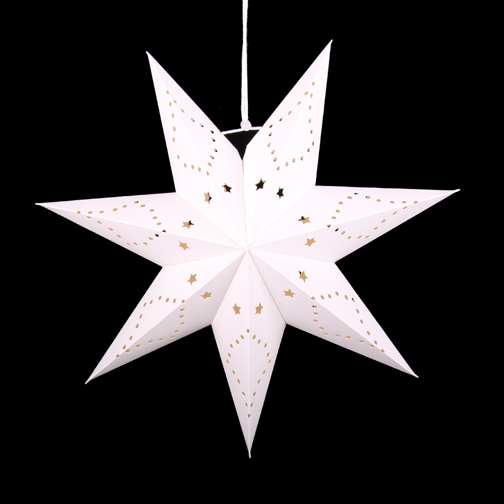 Бумажная звезда, 40 см, 7-конечная, Звезды и точки, Белый.
