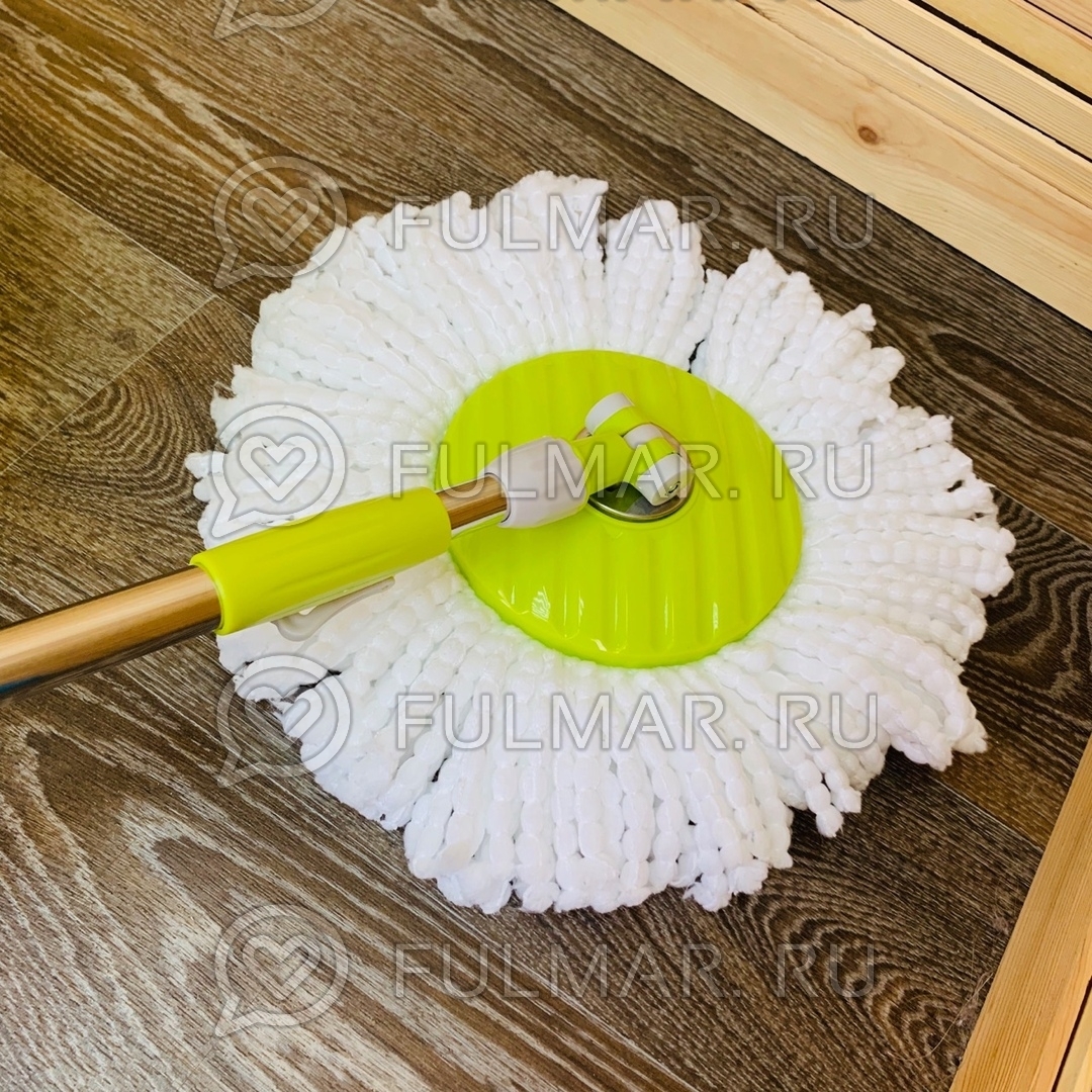 Купить Швабра и ведро с отжимом на 4 колесиках с ручкой Spin Mop Wheels  Mini Салатовое