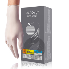 Перчатки BENOVY белые, M, 50 пар