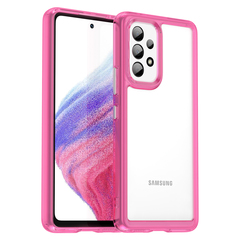 Усиленный защитный чехол с рамками розового цвета на смартфон Samsung Galaxy A53 5G, мягкий отклик кнопок