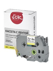 Кассета с лентой S'OK by Sakura Printing TZEFX641 для Brother,  черный на желтом, 18мм, 8м , наклейка