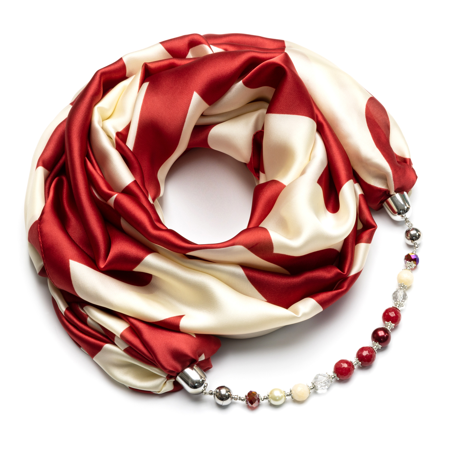 Красный шелковый шарф