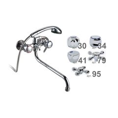 Смеситель для ванны-умывальника TSB 111-95, металлические маховики Крест, шаровый переключатель