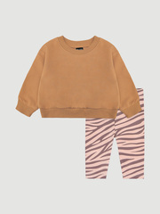 Комплект Mjölk Свитшот Camel/Легинсы Зебра розовая