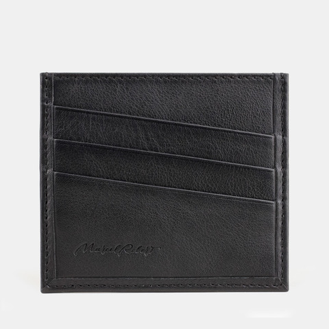 Картхолдер из натуральной кожи теленка, черного  цвета