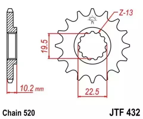 Звезда мотоциклетная JT JTF432.13