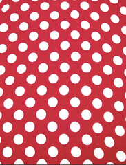 Ткань штапель принт Горох белый крупный 2 см на красном, 104 гр/м, ш. 142 см